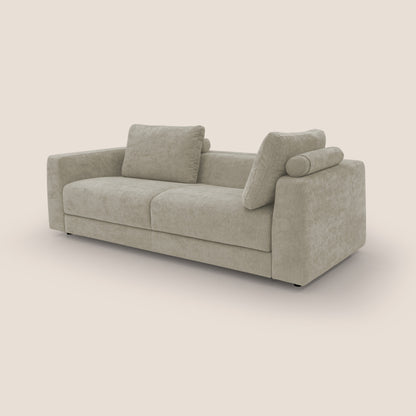 Freia Divano letto minimal materasso h15 cm con morbidi schienali in tessuto impermeabile T14 panna