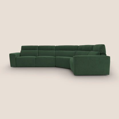 Clark Divano modulare angolare REVERSIBILE con opzione relax elettrico in tessuto smacchiabile impermeabile T17 verde