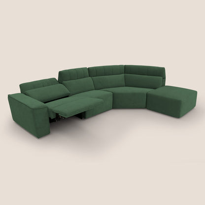 Clark Divano angolare con opzione relax elettrico in tessuto smaltabile impermeabile T17 verde