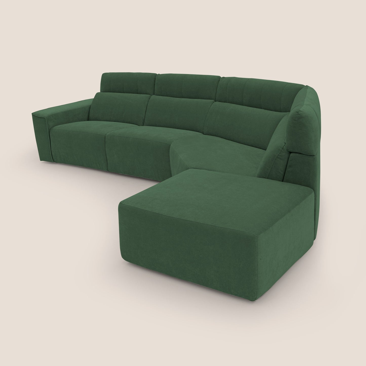 Clark Divano angolare con opzione relax elettrico in tessuto smaltabile impermeabile T17 verde