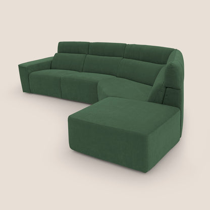 Clark Divano angolare con opzione relax elettrico in tessuto smaltabile impermeabile T17 verde