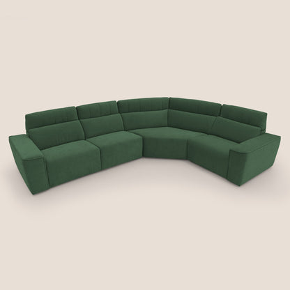 Clark Divano modulare angolare REVERSIBILE con opzione relax elettrico in tessuto smacchiabile impermeabile T17 verde