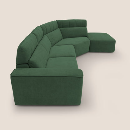 Clark Divano angolare con opzione relax elettrico in tessuto smaltabile impermeabile T17 verde