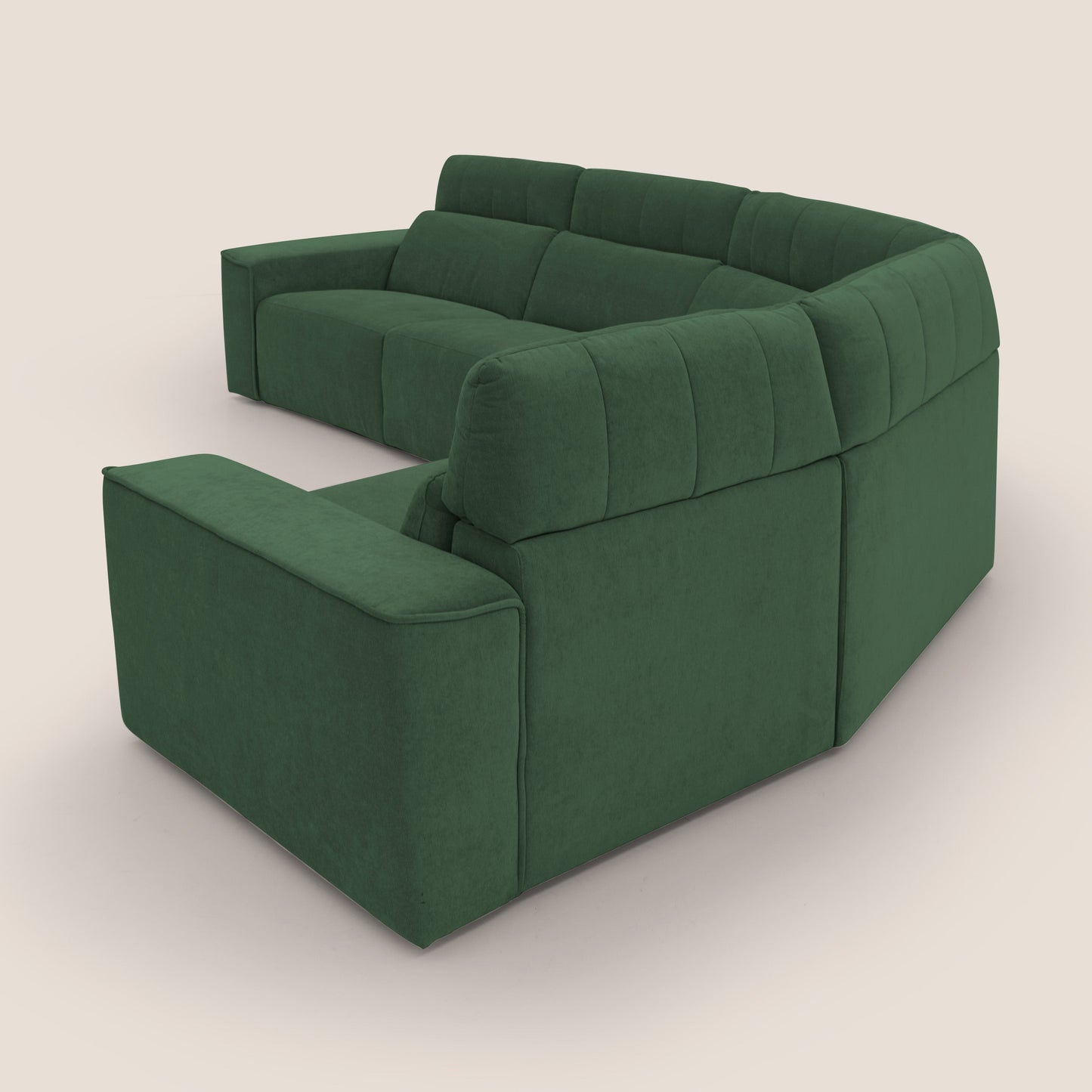 Clark Divano modulare angolare REVERSIBILE con opzione relax elettrico in tessuto smacchiabile impermeabile T17 verde