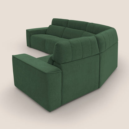 Clark Divano modulare angolare REVERSIBILE con opzione relax elettrico in tessuto smacchiabile impermeabile T17 verde