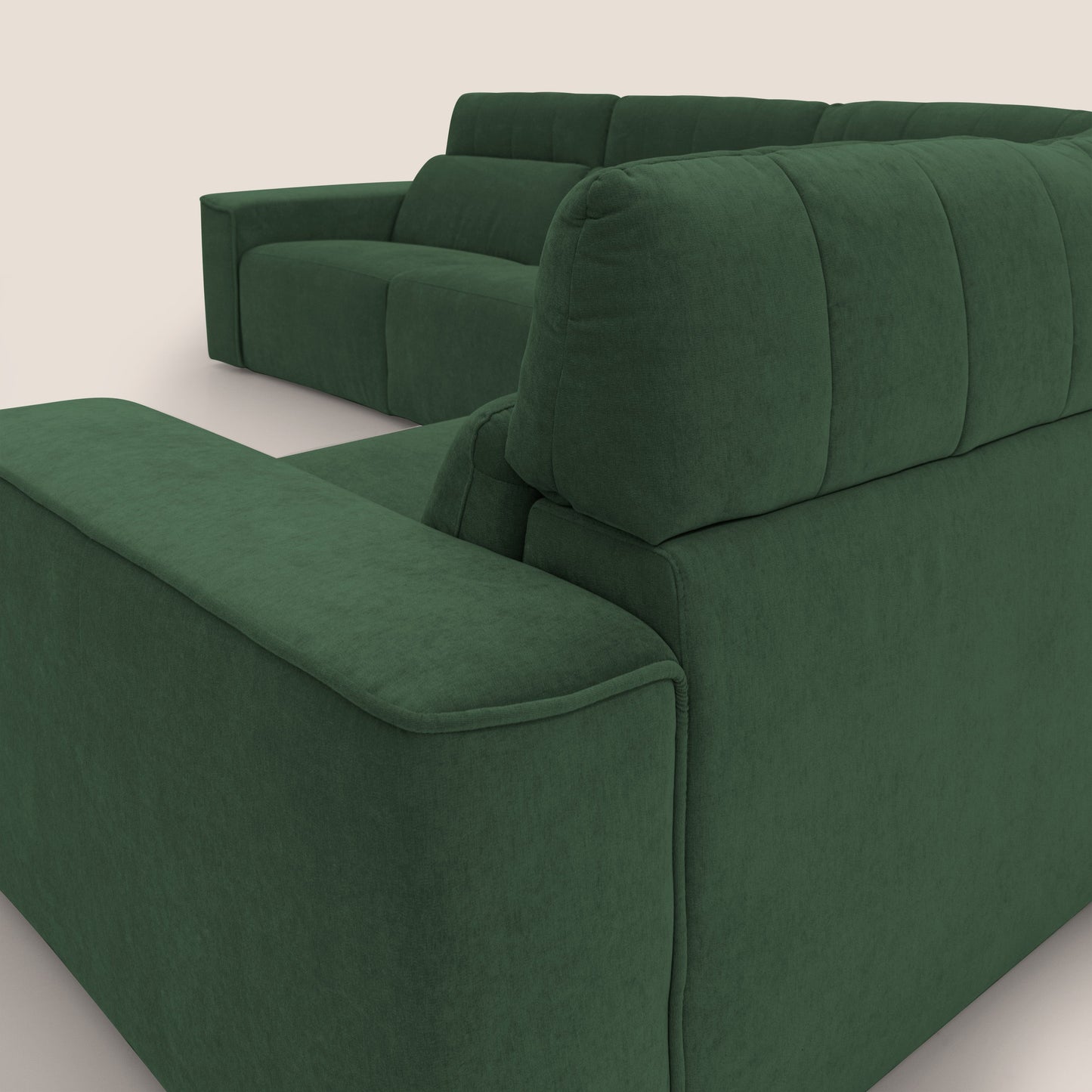 Clark Divano modulare angolare REVERSIBILE con opzione relax elettrico in tessuto smacchiabile impermeabile T17 verde