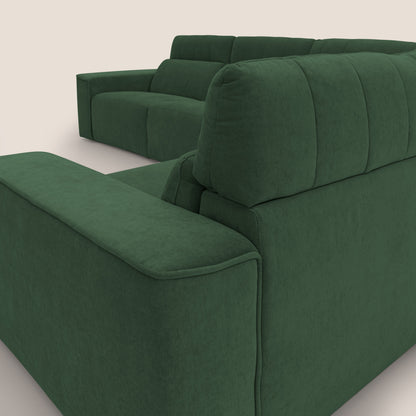 Clark Divano modulare angolare REVERSIBILE con opzione relax elettrico in tessuto smacchiabile impermeabile T17 verde