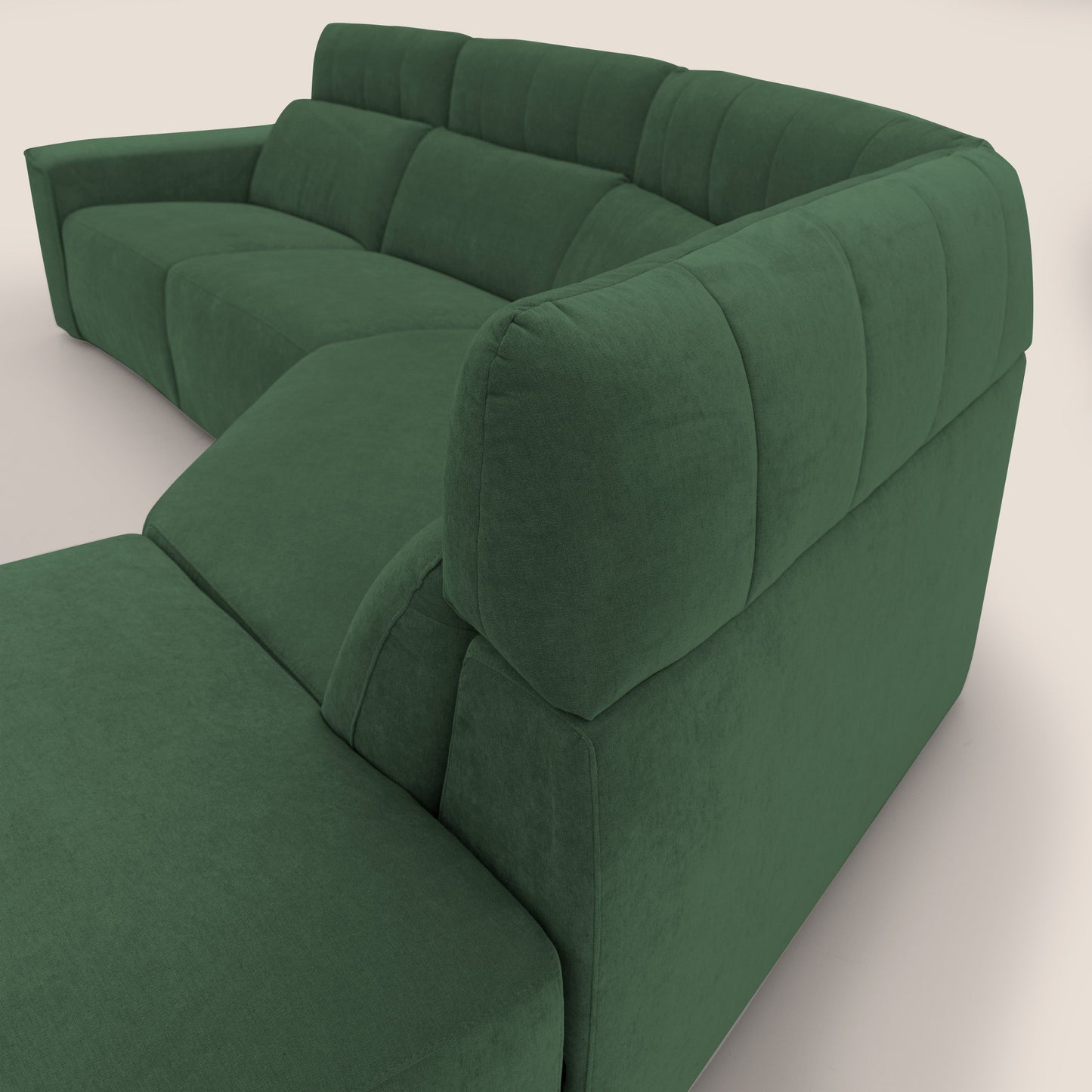 Clark Divano angolare con opzione relax elettrico in tessuto smaltabile impermeabile T17 verde