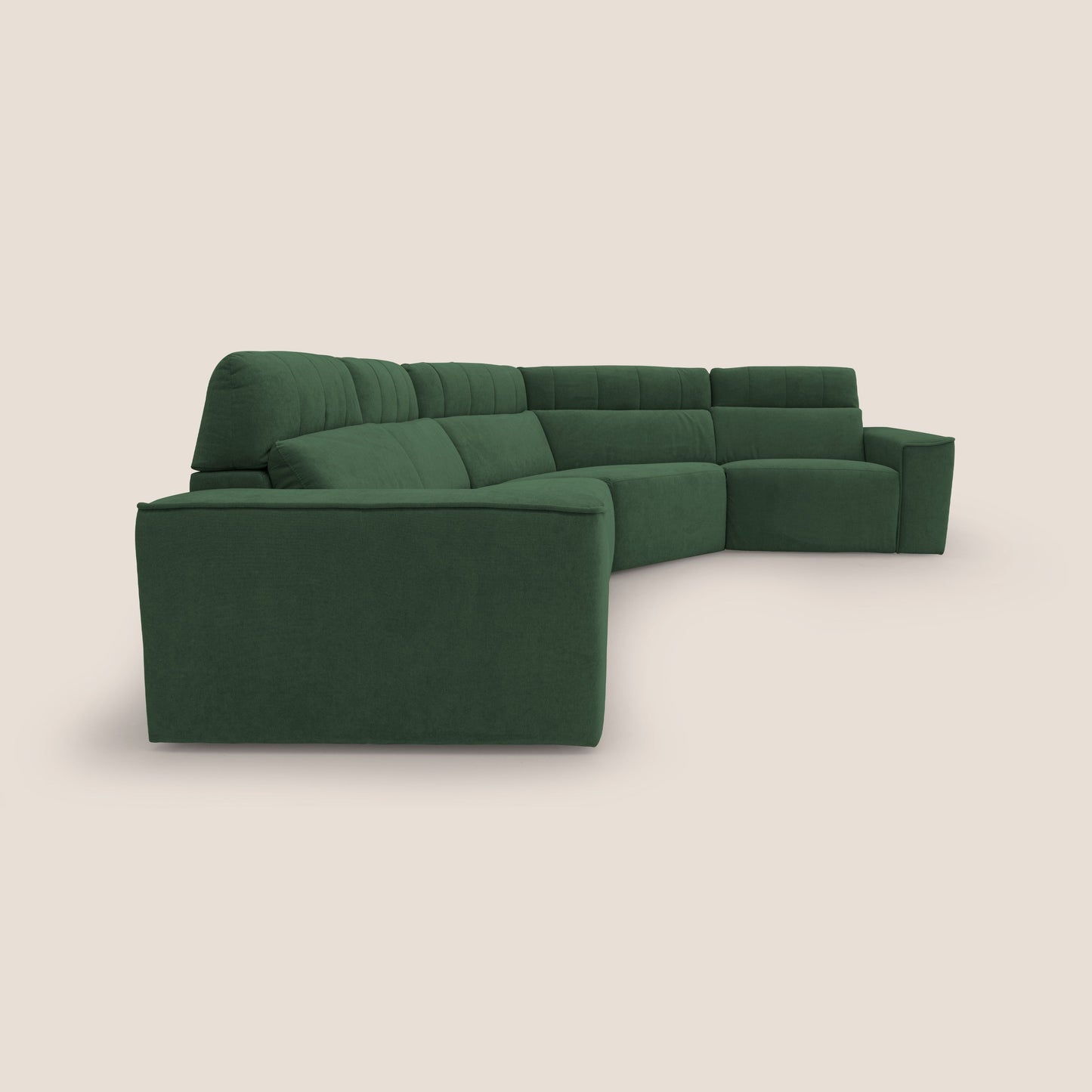 Clark Divano modulare angolare REVERSIBILE con opzione relax elettrico in tessuto smacchiabile impermeabile T17 verde