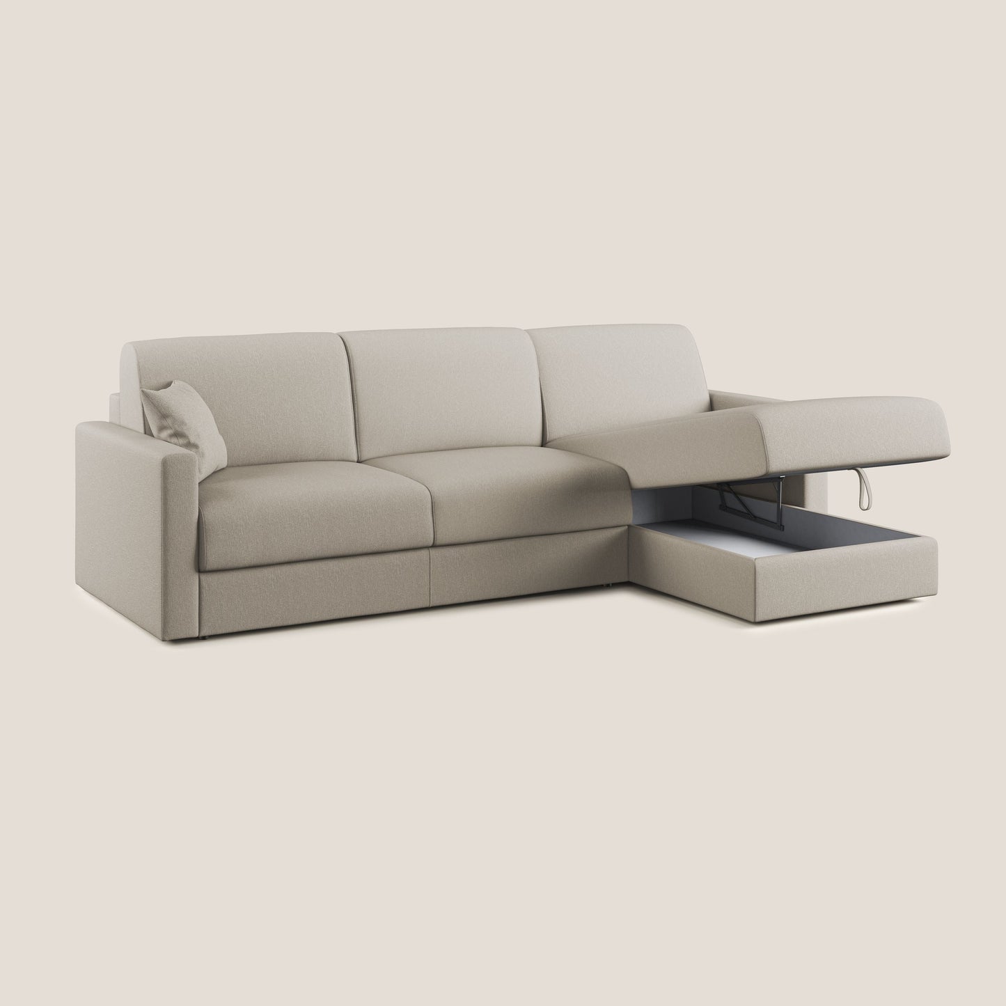 Chris Divano letto angolare 5 posti in tessuto impermeabile T13 panna
