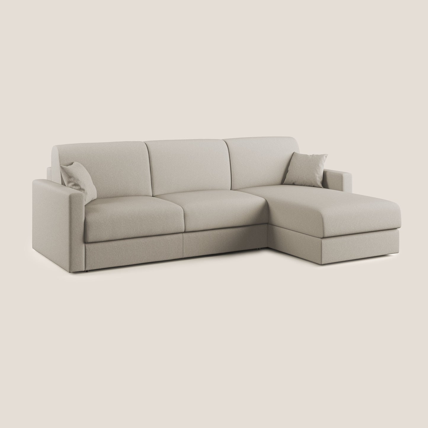 Chris Divano letto angolare 5 posti in tessuto impermeabile T13 panna