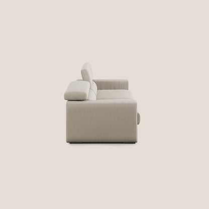 Dylan divano allungabile con pouf estraibile poggiapiedi in tessuto simil cotone impermeabile T13 panna