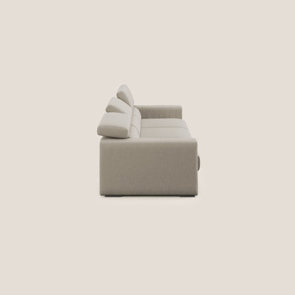 Dylan divano a 3 sedute con pouf estraibile poggiapiedi in tessuto simil cotone impermeabile T13 panna