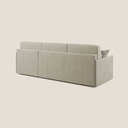 Evans Divano letto angolare con penisola in morbido tessuto impermeabile T02 panna