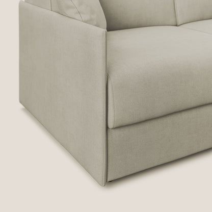 Evans Divano letto angolare con penisola in morbido tessuto impermeabile T02 panna