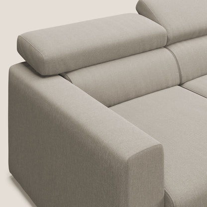 Dylan divano a 3 sedute con pouf estraibile poggiapiedi in tessuto simil cotone impermeabile T13 panna