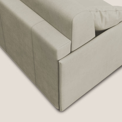 Evans Divano letto angolare con penisola in morbido tessuto impermeabile T02 panna