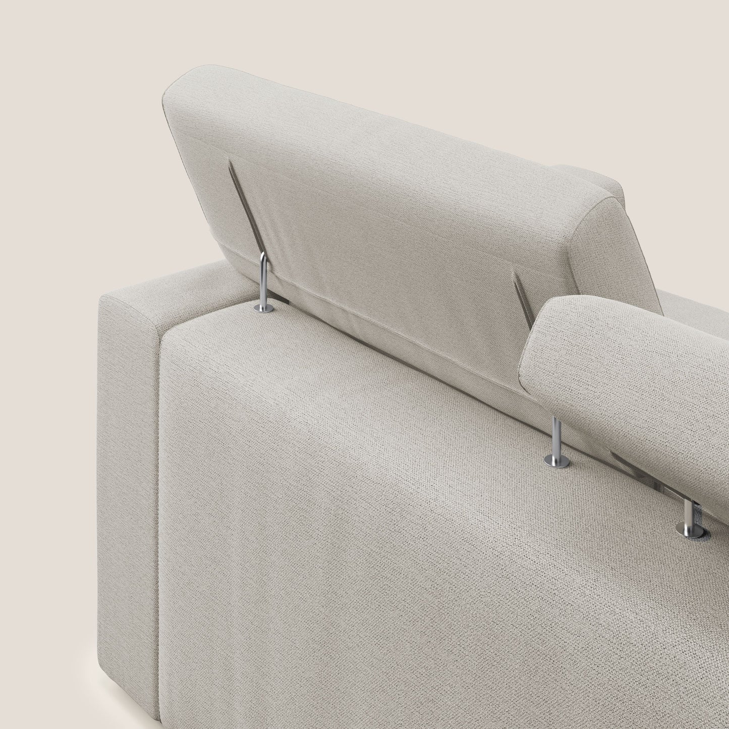 Dylan divano a 3 sedute con pouf estraibile poggiapiedi in tessuto fiammato simil cotone impermeabile T19 panna