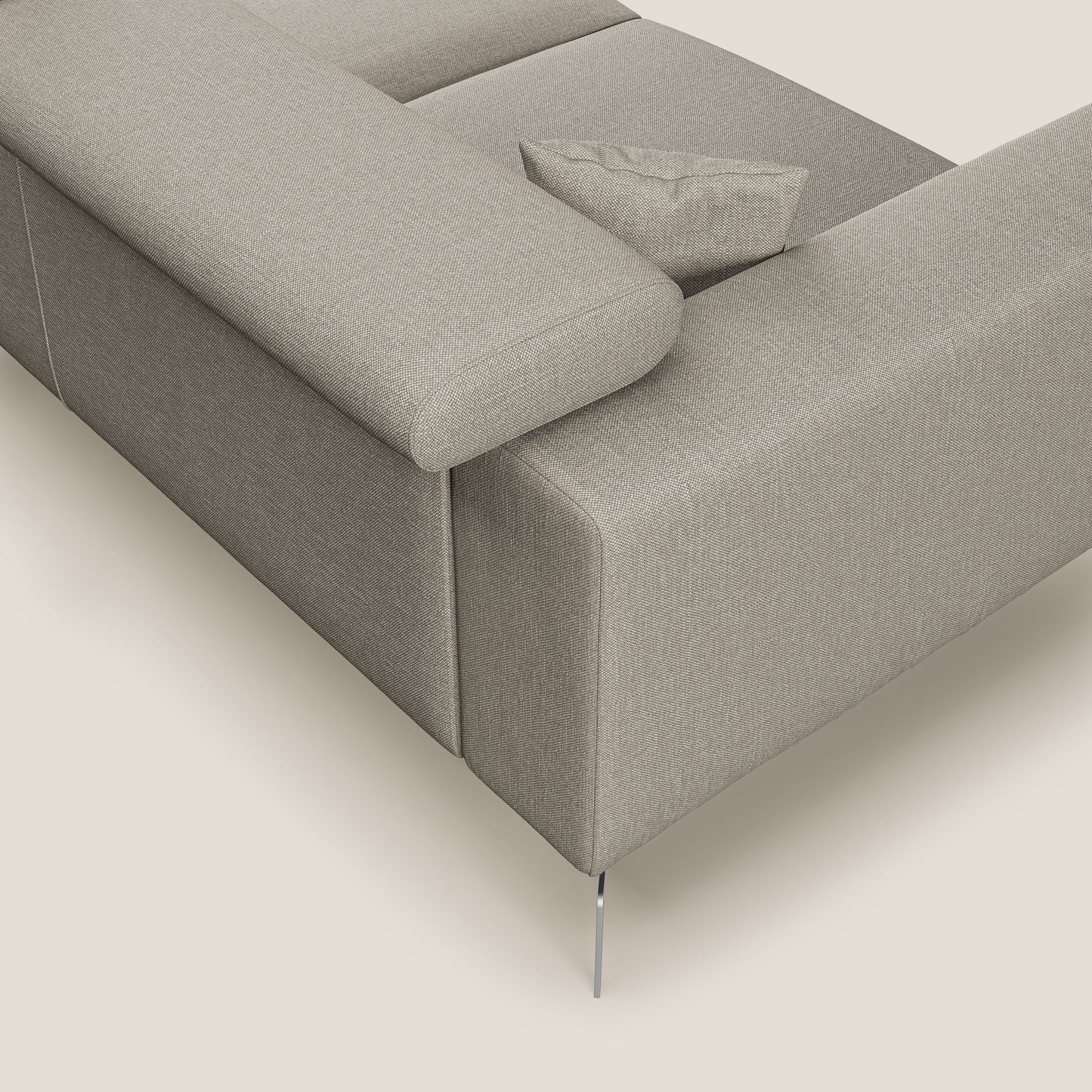 Blade Divano moderno angolare con poggiatesta reclinabili in tessuto impermeabile simil-cotone T13 panna