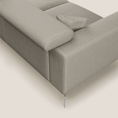 Blade Divano moderno angolare con poggiatesta reclinabili in tessuto impermeabile simil-cotone T13 panna