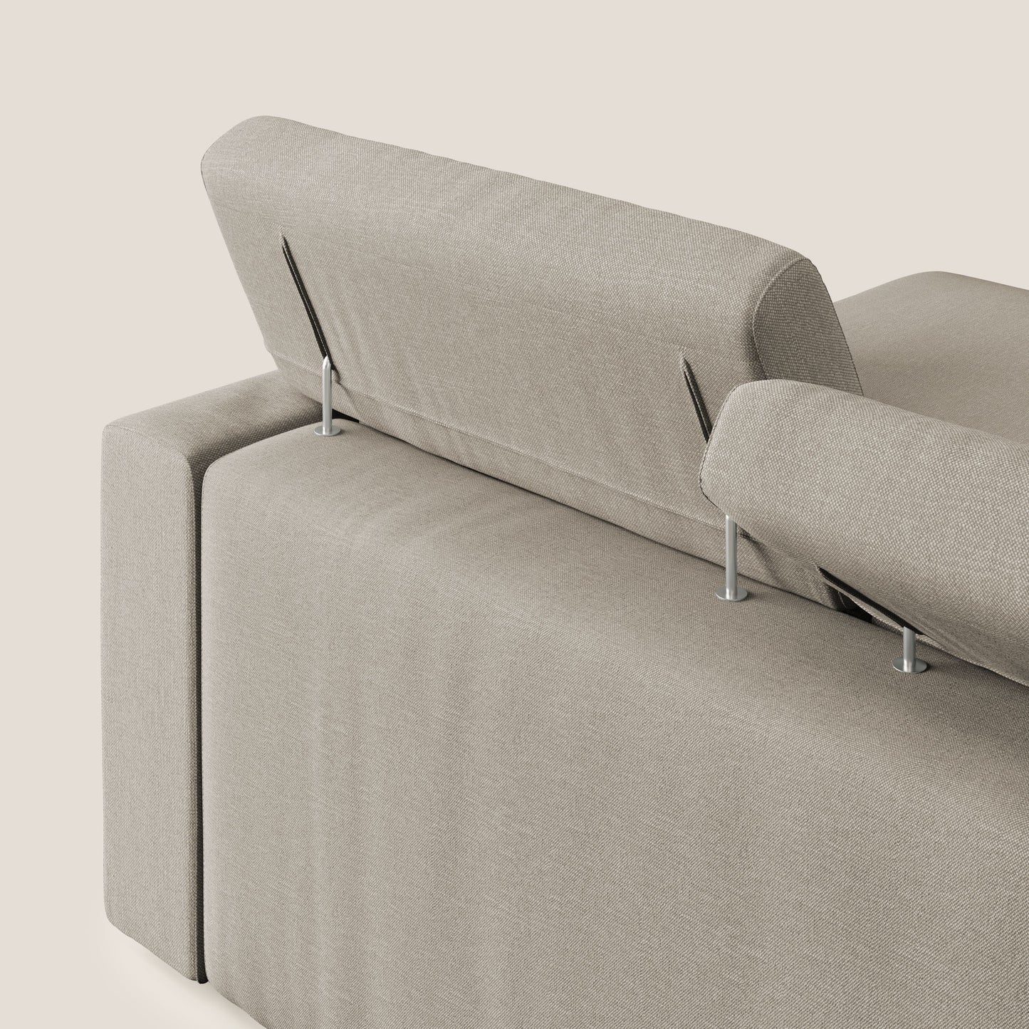 Dylan divano angolare con pouf estraibile poggiapiedi in tessuto simil cotone impermeabile T13 panna