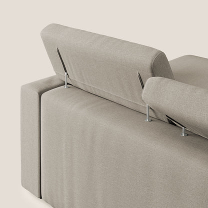 Dylan divano angolare con pouf estraibile poggiapiedi in tessuto simil cotone impermeabile T13 panna