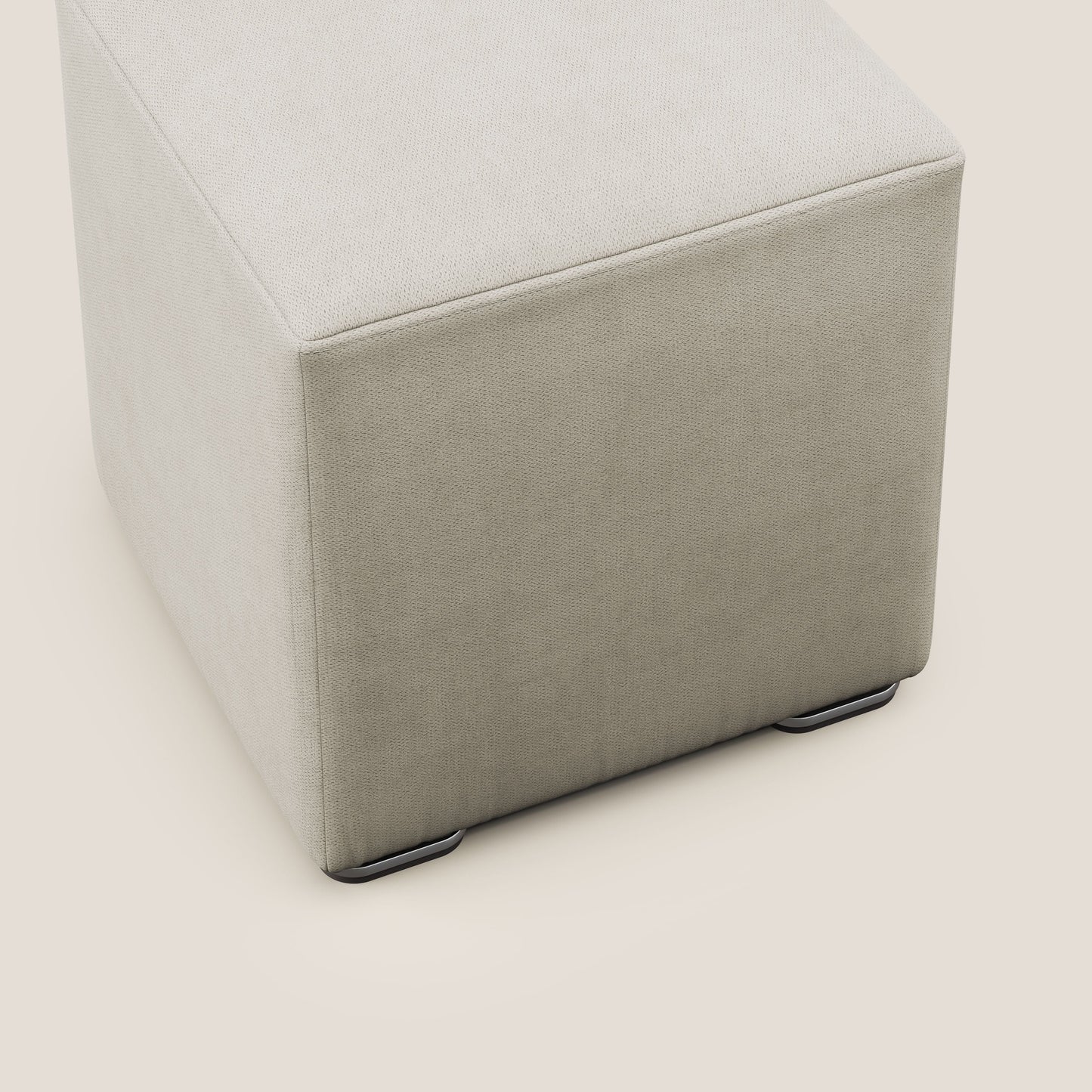 Pouf cubo in tessuto morbido impermeabile T02 panna