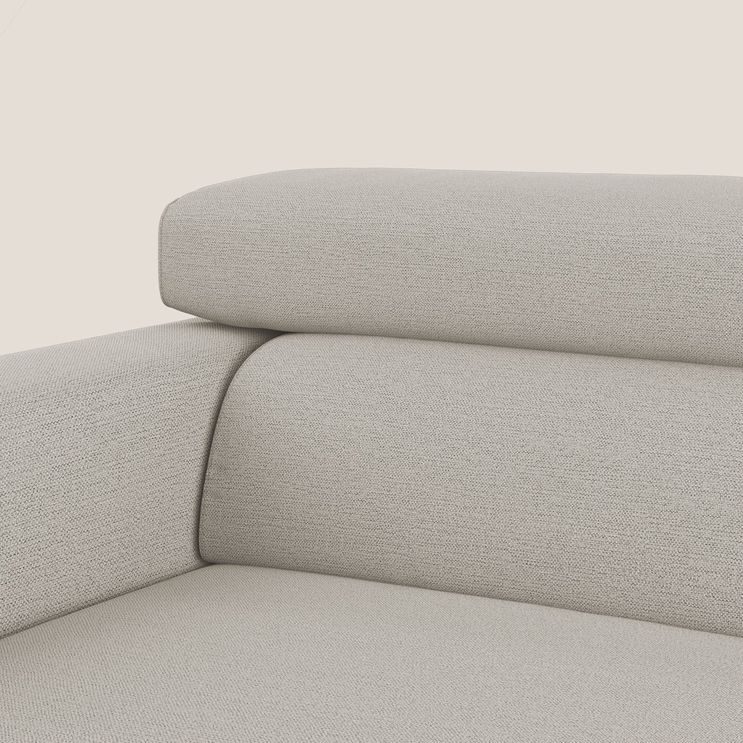 Dylan divano allungabile con pouf estraibile poggiapiedi in tessuto fiammato simil cotone impermeabile T19 panna