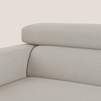 Dylan divano allungabile con pouf estraibile poggiapiedi in tessuto fiammato simil cotone impermeabile T19 panna