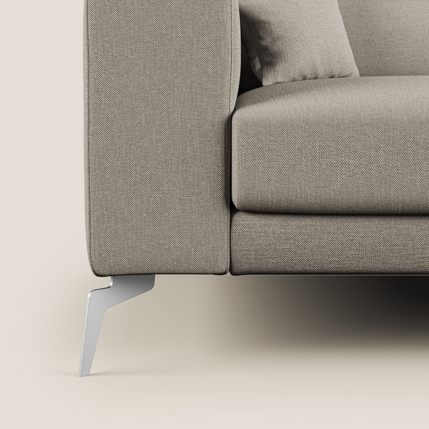 Blade Divano moderno angolare con poggiatesta reclinabili in tessuto impermeabile simil-cotone T13 panna