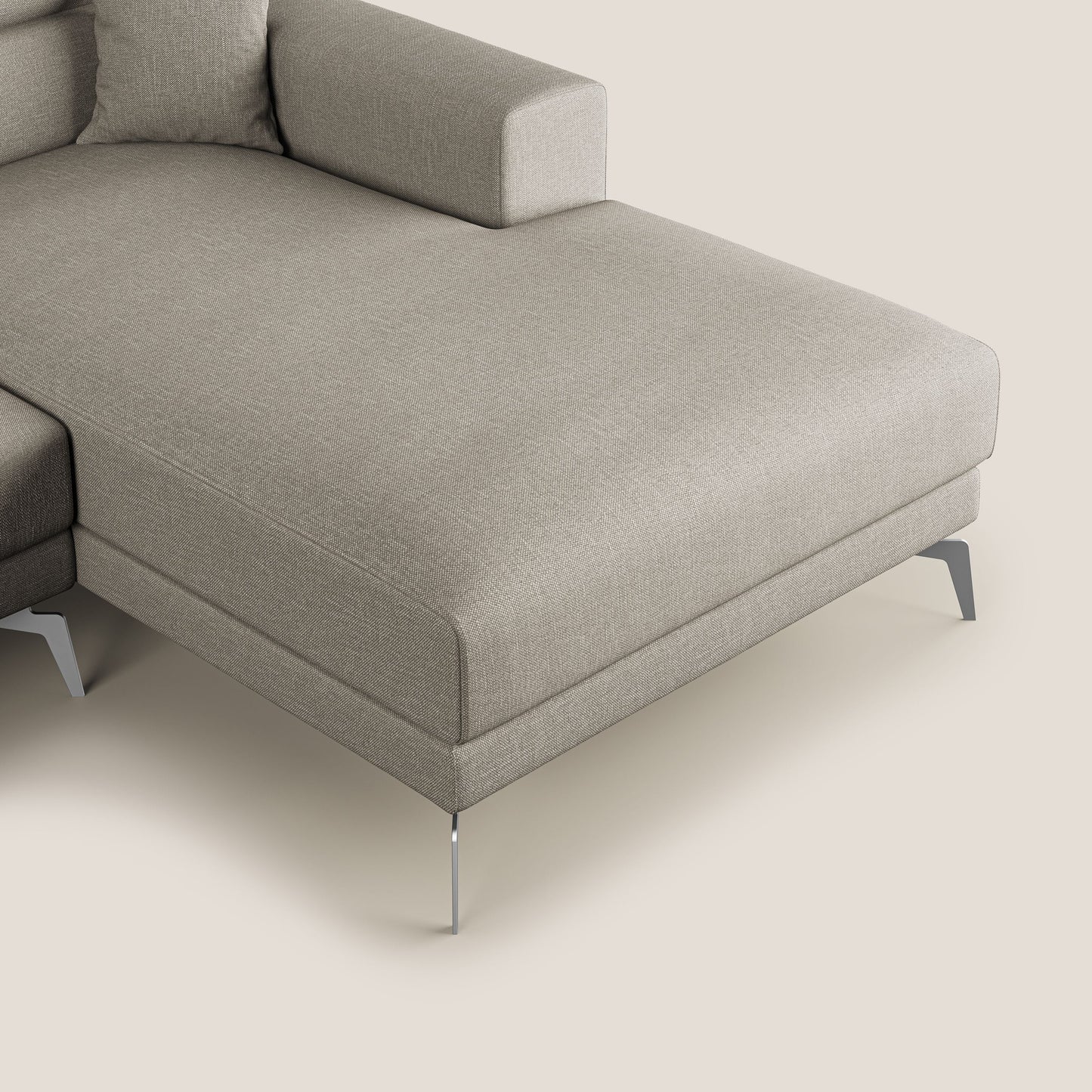 Blade Divano moderno angolare con poggiatesta reclinabili in tessuto impermeabile simil-cotone T13 panna