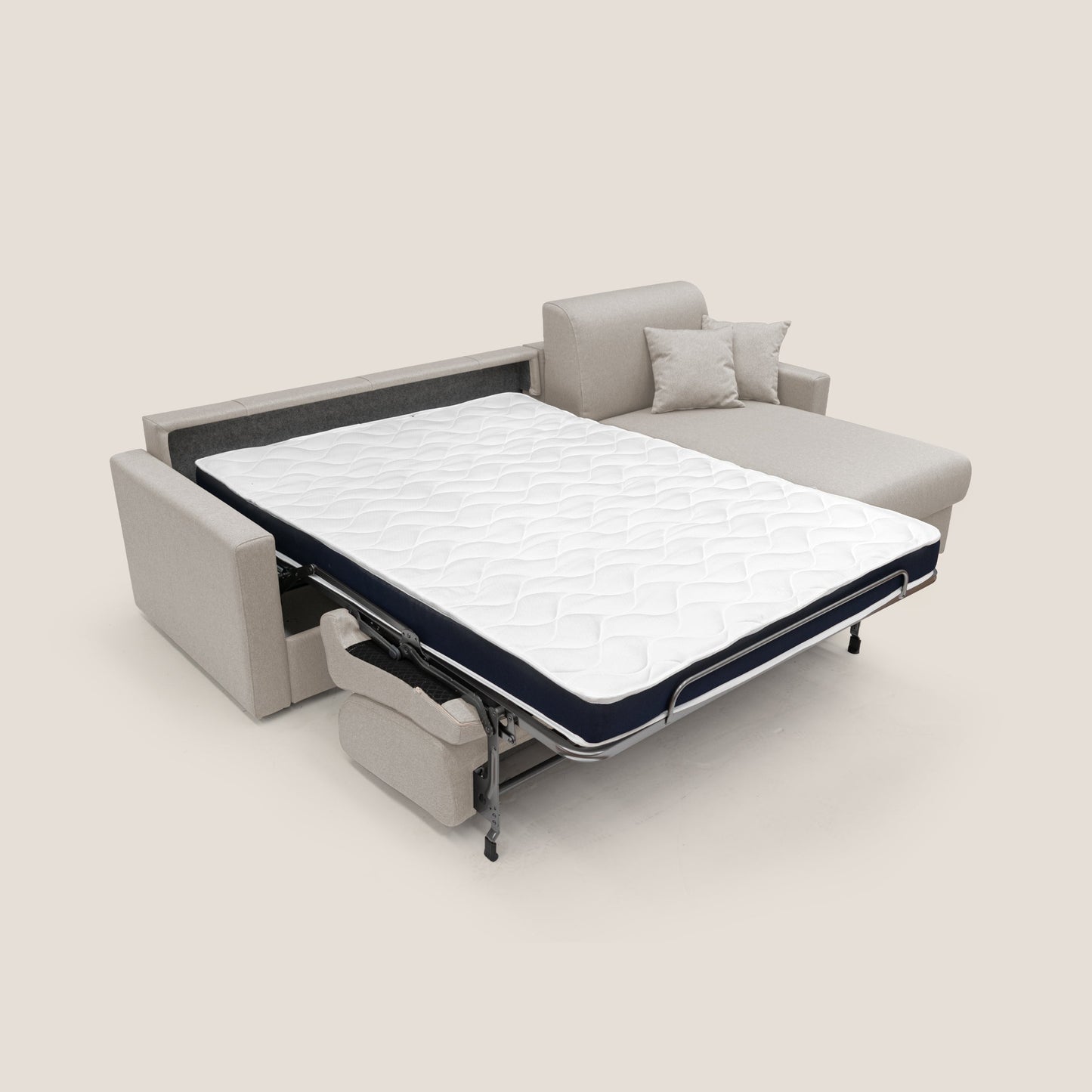 Chris Divano letto angolare 5 posti in tessuto impermeabile T13 panna