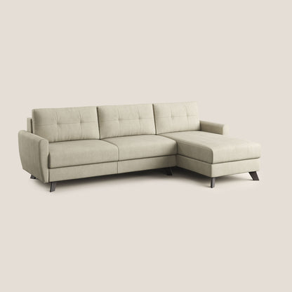 Callisto Divano letto angolare con penisola in tessuto morbido impermeabile T02 panna