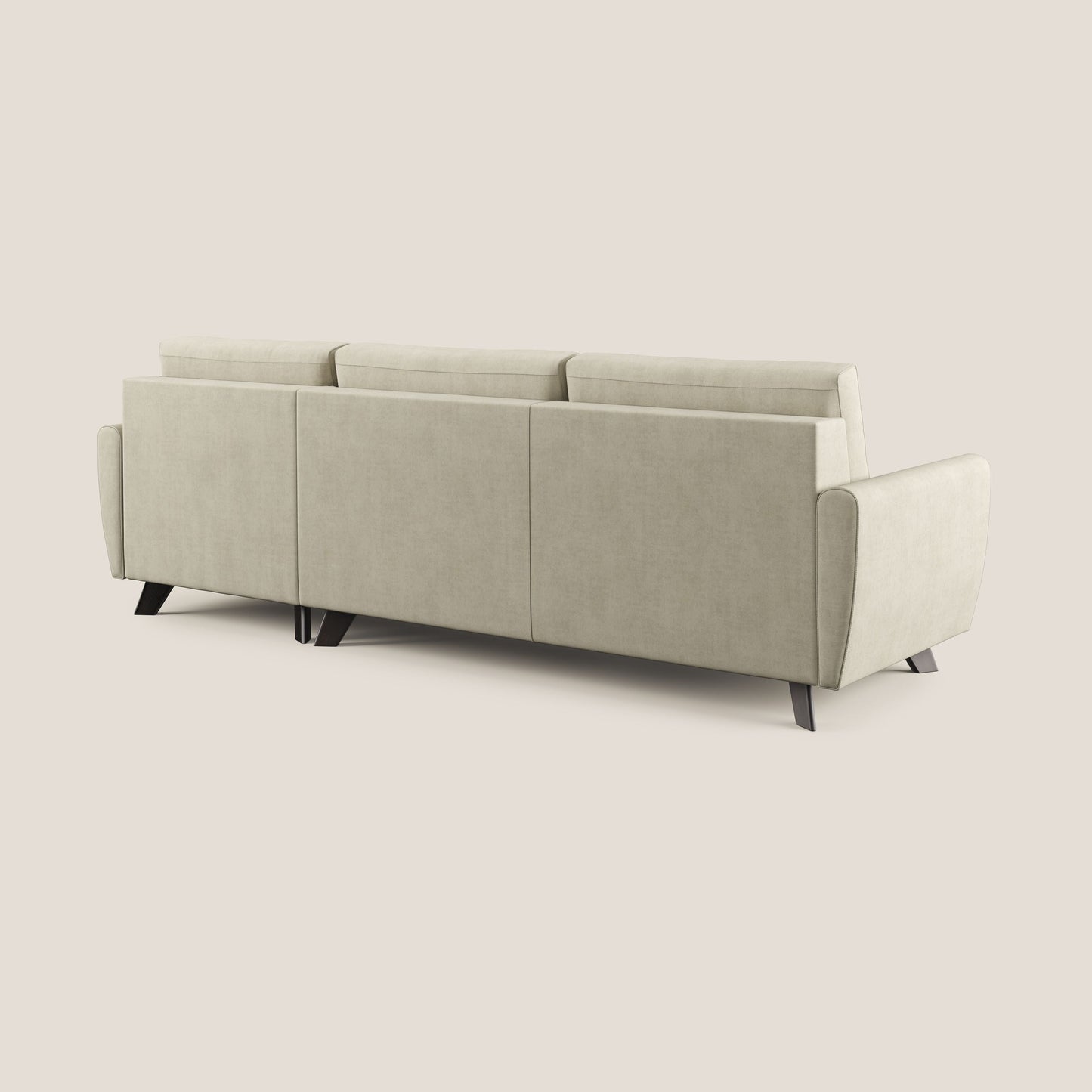 Callisto Divano letto angolare con penisola in tessuto morbido impermeabile T02 panna