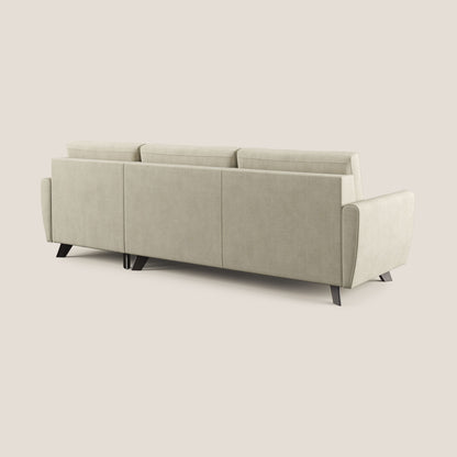 Callisto Divano letto angolare con penisola in tessuto morbido impermeabile T02 panna