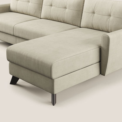 Callisto Divano letto angolare con penisola in tessuto morbido impermeabile T02 panna