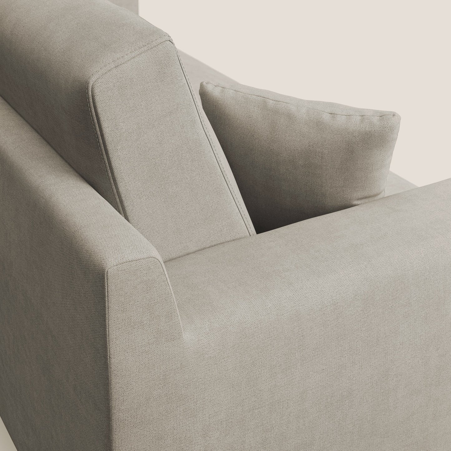 Divano danese moderno in tessuto morbido impermeabile T02 panna