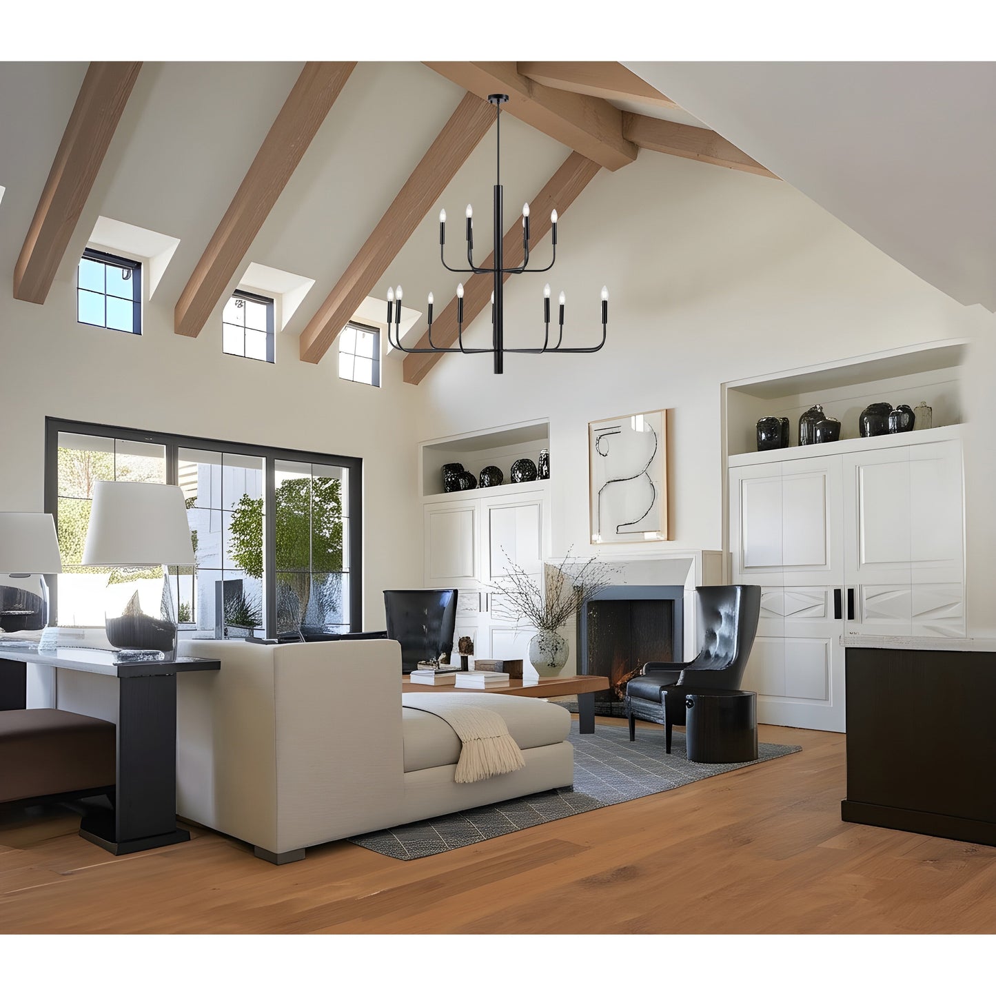 15-Light Minimalist Candlestick Chandelier, 2 Tier Ancient Design - 48