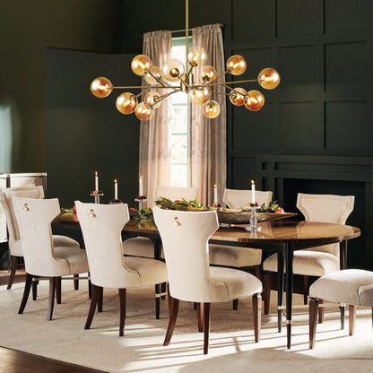 15-Light Modern Linear Sputnik Kitchen Island Light Branch Cluster Glass Globe Bubble Chandelier