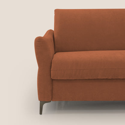 Dalia divano letto con materasso H18 cm e piedi alti in raffinato tessuto smacchiabile T17 arancio