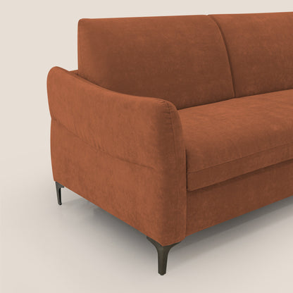 Dalia divano letto con materasso H18 cm e piedi alti in raffinato tessuto smacchiabile T17 arancio
