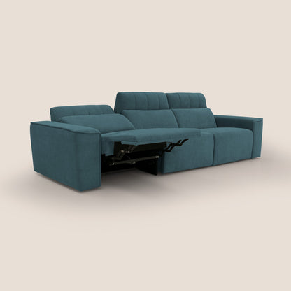 Clark Divano modulare 3 sedute con opzione relax elettrico in tessuto smacchiabile impermeabile T17 petrolio