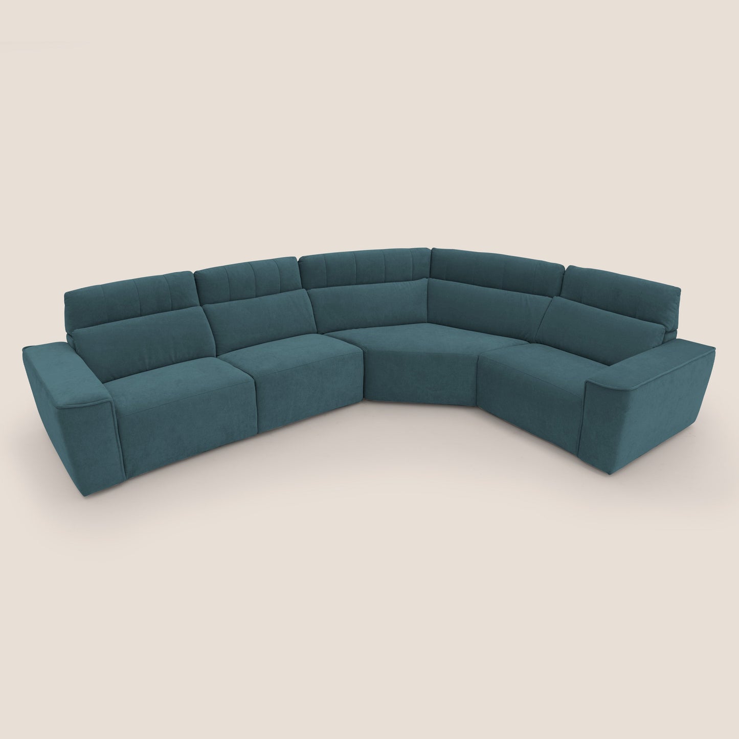 Clark Divano modulare angolare REVERSIBILE con opzione relax elettrico in tessuto smacchiabile impermeabile T17 petrolio