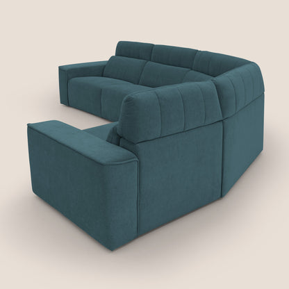 Clark Divano modulare angolare REVERSIBILE con opzione relax elettrico in tessuto smacchiabile impermeabile T17 petrolio