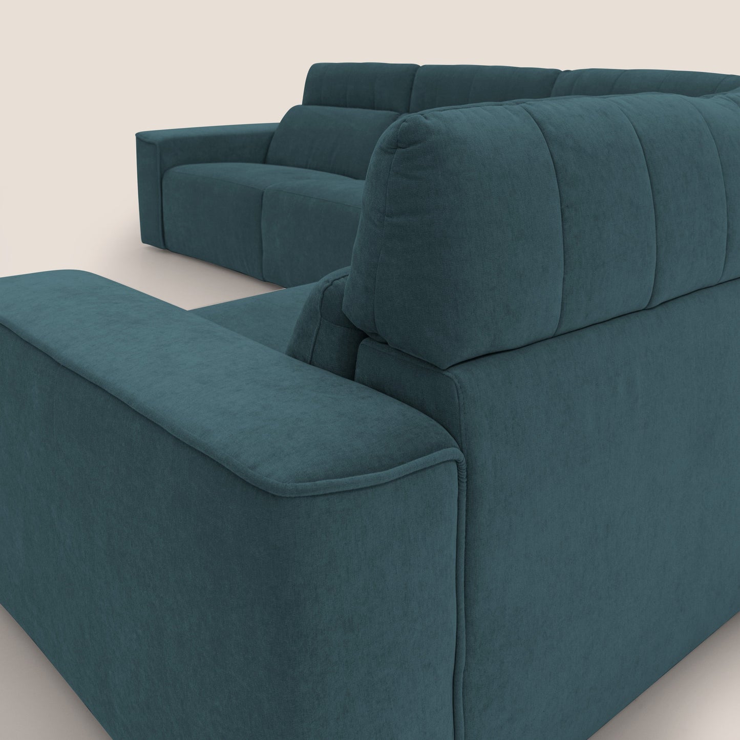 Clark Divano modulare angolare REVERSIBILE con opzione relax elettrico in tessuto smacchiabile impermeabile T17 petrolio