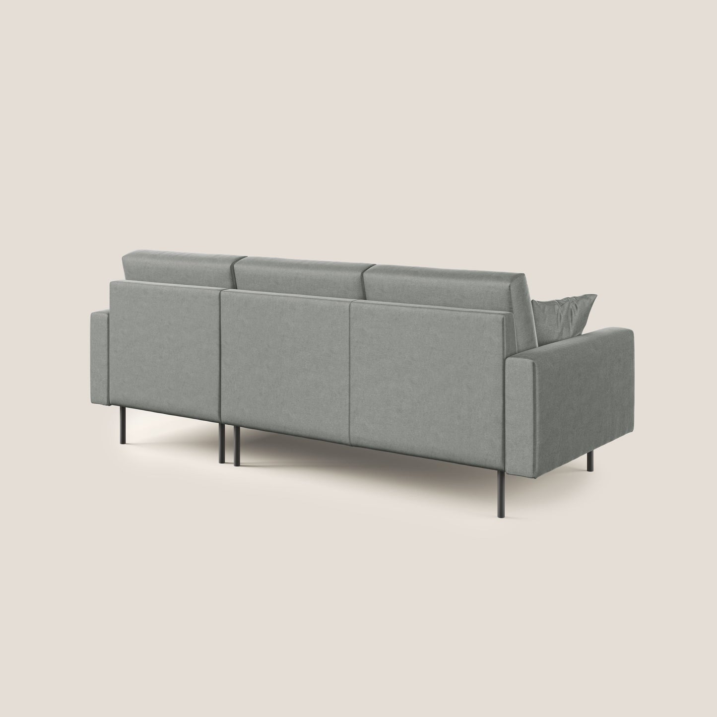 Arthur divano moderno angolare in velluto morbido impermeabile T01 grigio chiaro