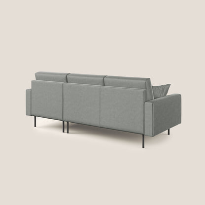 Arthur divano moderno angolare in velluto morbido impermeabile T01 grigio chiaro