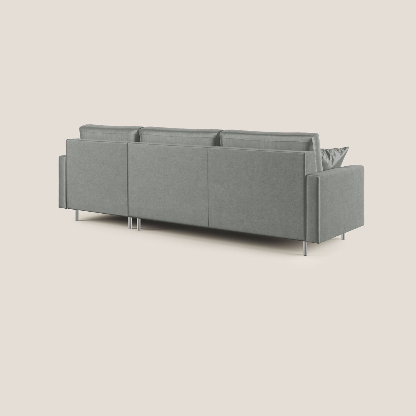 Andromeda divano letto angolare in velluto morbido impermeabile T01 grigio chiaro