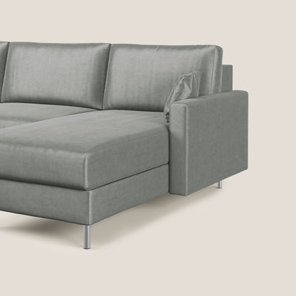 Andromeda divano letto angolare in velluto morbido impermeabile T01 grigio chiaro