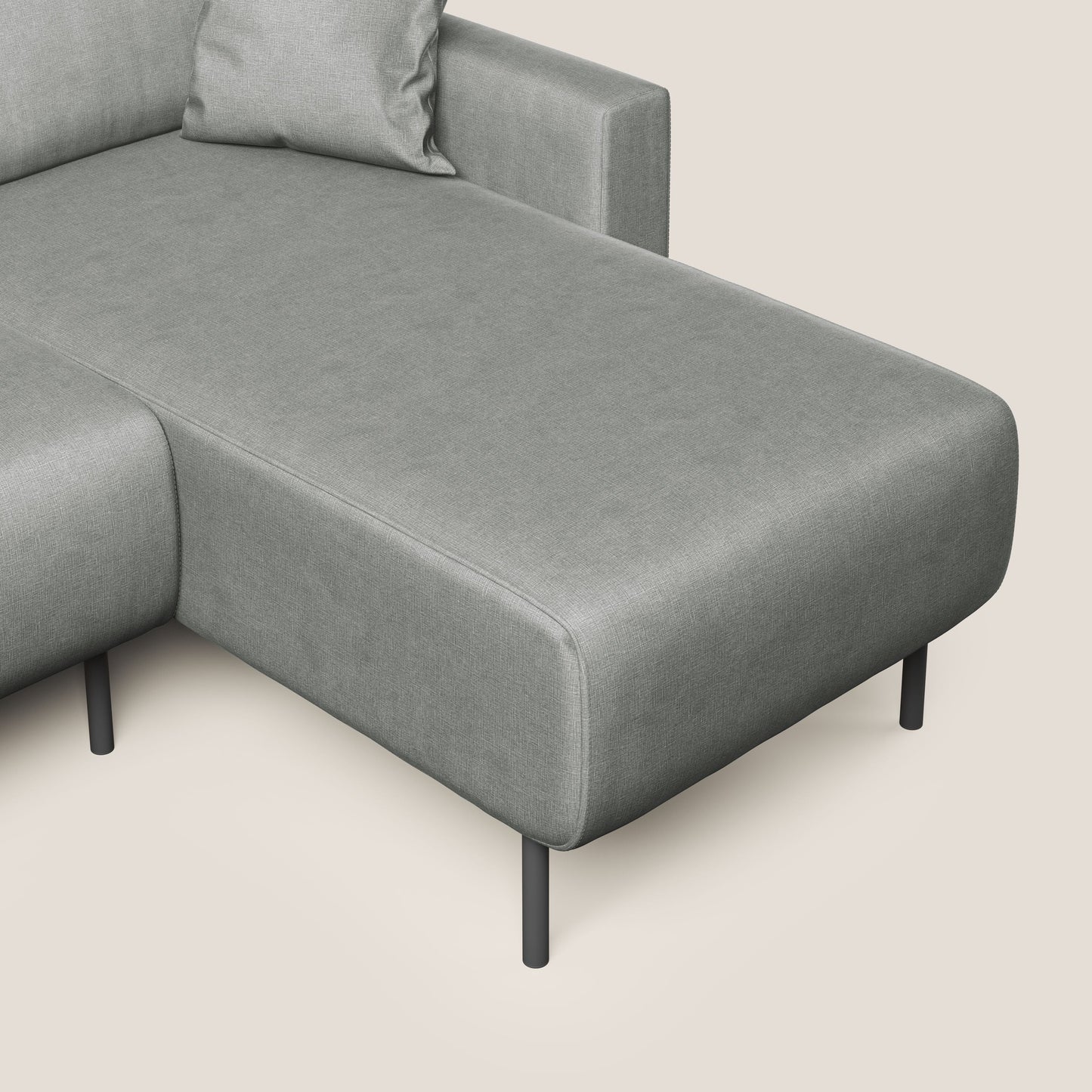 Arthur divano moderno angolare in velluto morbido impermeabile T01 grigio chiaro